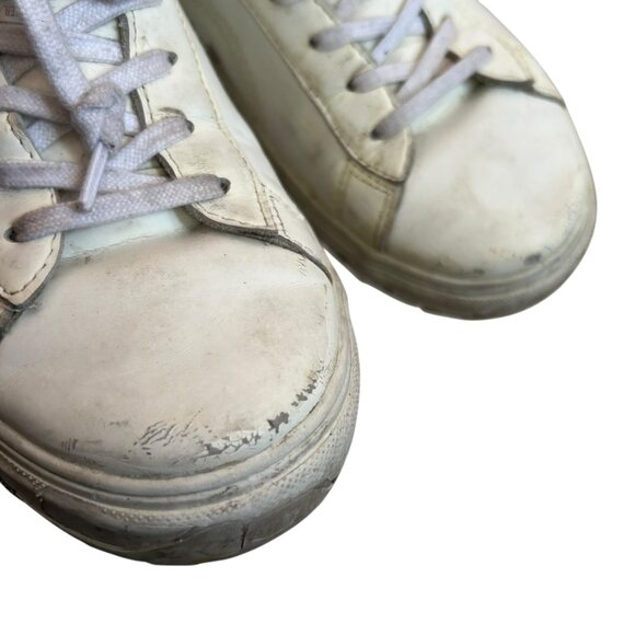 P448 low top sneakers white leather perforated logo EU 37 US 7 womens lace up - Picture 10 of 14